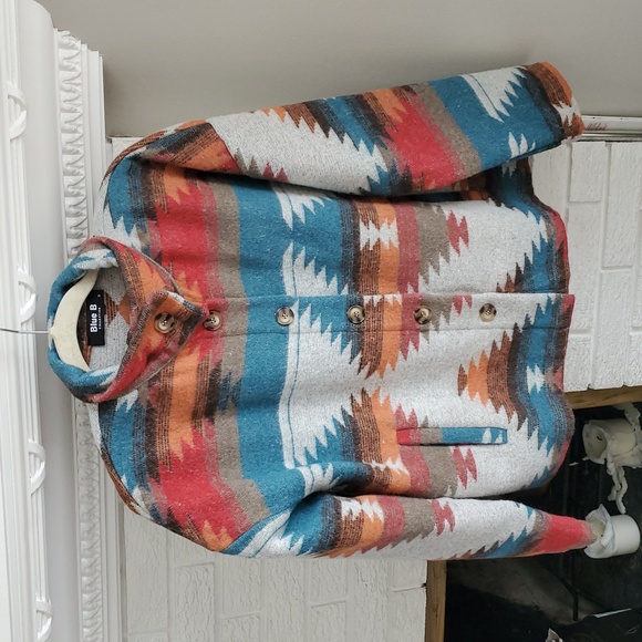 Blue B Women's Pendleton Wool Blend Western Cawl Neck Spring Jacket Coat Size S - Picture 4 of 13